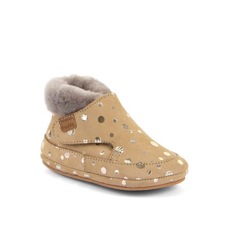 FRODDO ZIMNÍ CAPÁČKY FURRY WALKERS Gold+ | Dětské první zateplené barefoot botičky