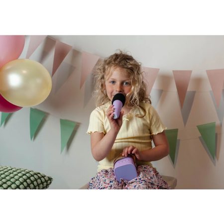 BLUETOOTH KARAOKE SET MIKROFON A REPRODUKTOR Fialový 2