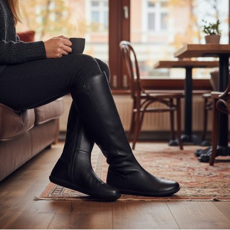 GROUNDIES MONA STRETCH Black | Dámské barefoot kozačky