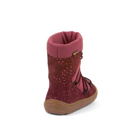 FRODDO ZIMNÍ TEX TRACK WOOL Bordeaux+ | Dětské zimní zateplené barefoot boty