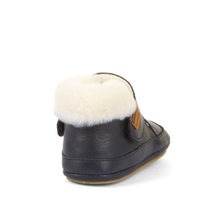 FRODDO ZIMNÍ CAPÁČKY FURRY WALKERS Dark Blue | Dětské první zateplené barefoot botičky