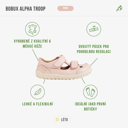 BOBUX ALPHA TROOP Cameo Rose | Dětské barefoot sandály