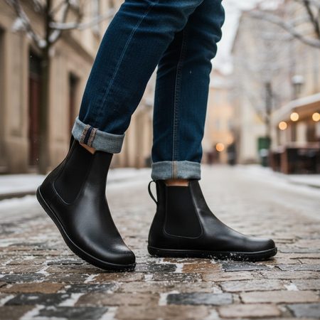 ANGLES NYX WINTER Black | Barefoot zateplené chelsea boty