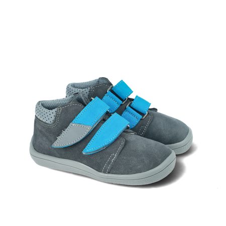 BEDA CELOROČNÍ VELUR ROBIN Grey | Dětské celoroční barefoot boty