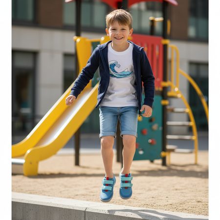 AFFENZAHN COTTON SNEAKER HAPPY SHARK Blue | Dětské barefoot tenisky