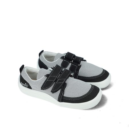 BEDA TENISKY BF 0001/TEX/W/D LUCAS White Black | Dětské barefoot tenisky