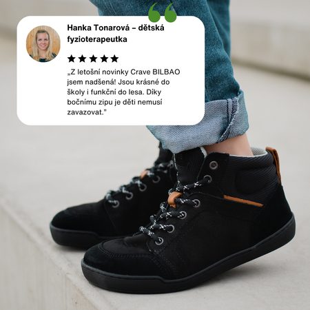 CRAVE BILBAO Black | Kotníkové barefoot boty