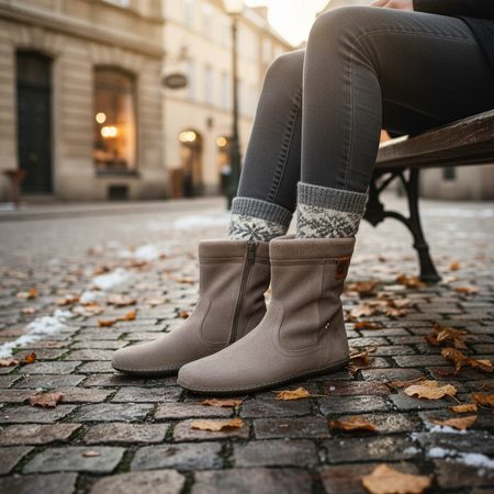 GROUNDIES ICELAND Beige | Dámské barefoot kozačky