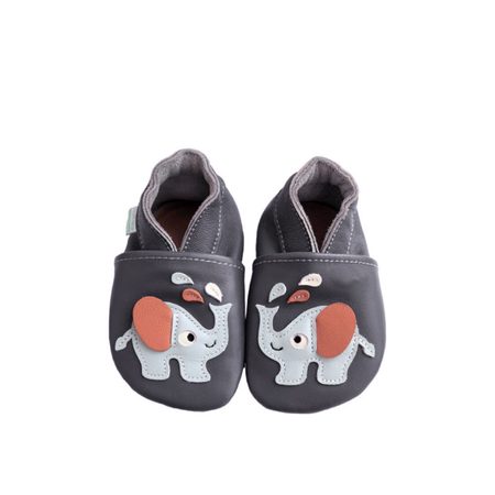 HOPI HOP KOŽENÉ CAPÁČKY Sloník Šedo-modré | Dětské barefoot capáčky