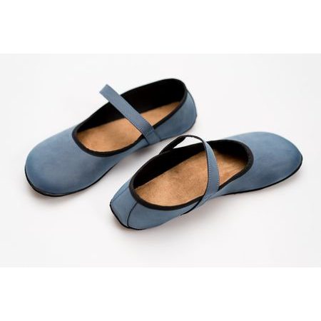 AHINSA SHOES ANANDA BARE BALERÍNKA Modrá Nubuk