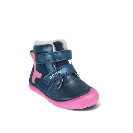 D.D.STEP W073-52684 Tmavě Modrá | Dětské zimní zateplené barefoot boty