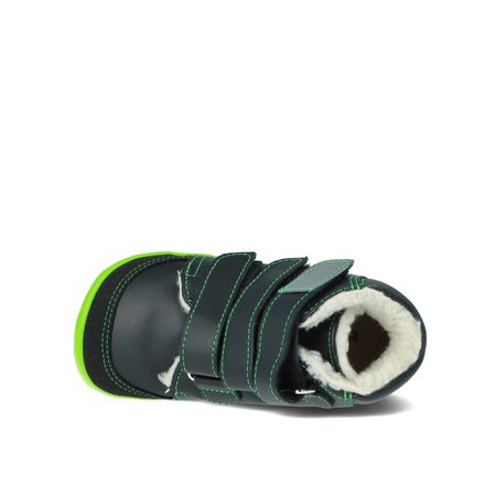 BEDA ZIMNÍ VYŠŠÍ MARCUS Black/Green | Dětské zimní zateplené barefoot boty