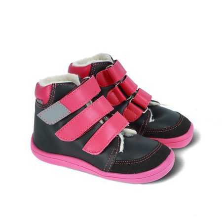 BEDA ZIMNÍ VYŠŠÍ EL Black/Pink | Dětské zimní zateplené barefoot boty