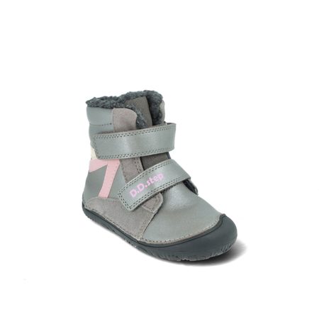 D.D.STEP W073-52306D Tmavě Šedá | Dětské zimní zateplené barefoot boty