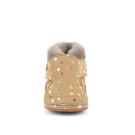 FRODDO ZIMNÍ CAPÁČKY FURRY WALKERS Gold+ | Dětské první zateplené barefoot botičky