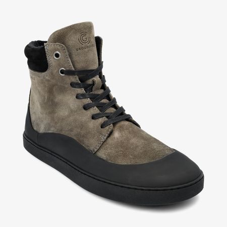 GROUNDIES Torino Stone/Black | Dámské zimní zateplené barefoot boty