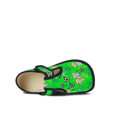 BEDA PAPUČE BF 060010/W DINOBALL Green – Široké | Dětské barefoot přezůvky