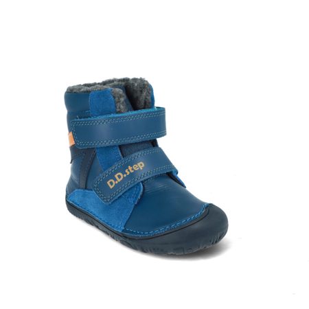 D.D.STEP W073-52306B Modrá | Dětské zimní zateplené barefoot boty