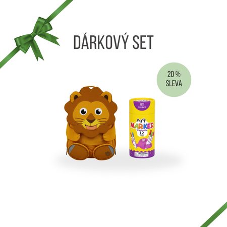 DÁRKOVÝ DĚTSKÝ LVÍ SET Affenzahn batůžek a Fixy
