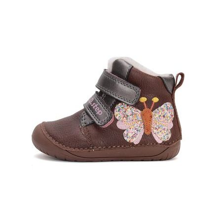 D.D.STEP W070-42522A ZIMNÍ KOTNÍKOVÉ BOTY Chocolate | Dětské zimní zateplené barefoot boty