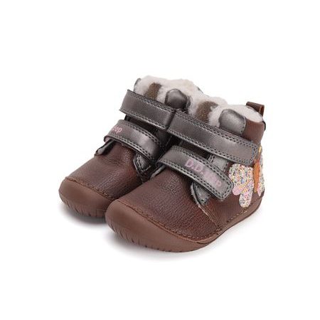 D.D.STEP W070-42522A ZIMNÍ KOTNÍKOVÉ BOTY Chocolate | Dětské zimní zateplené barefoot boty