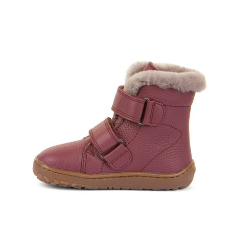 FRODDO KOTNÍKOVÉ ZIMNÍ FURRY BOOT Bordeaux | Dětské zimní zateplené barefoot boty