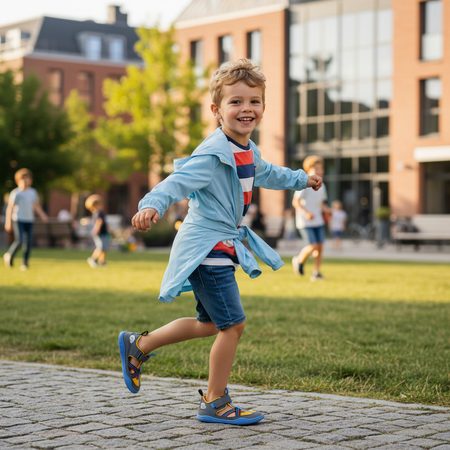 AFFENZAHN SANDAL VEGAN BREEZE TOUCAN Blue Grey | Children's Barefoot Sandals