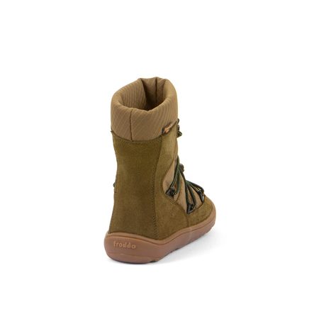FRODDO ZIMNÍ TEX TRACK WOOL Olive | Dětské zimní zateplené barefoot boty