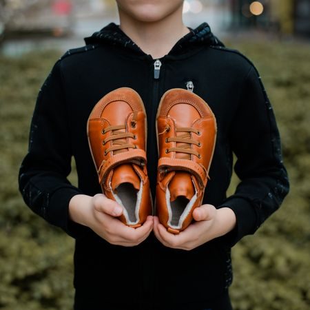 CRAVE BERGEN WINTER 2.0 Cognac | Dětské zimní zateplené barefoot boty