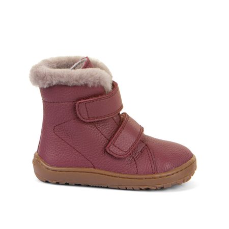 FRODDO KOTNÍKOVÉ ZIMNÍ FURRY BOOT Bordeaux | Dětské zimní zateplené barefoot boty