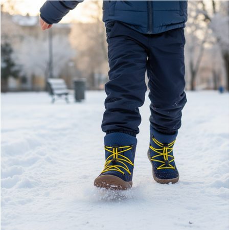 FRODDO ZIMNÍ TEX TRACK WOOL Blue | Dětské zimní zateplené barefoot boty