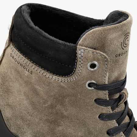 GROUNDIES Torino Stone/Black | Dámské zimní zateplené barefoot boty
