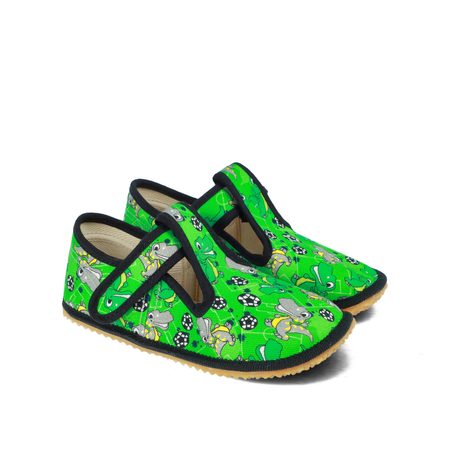 BEDA PAPUČE BF 060010/W DINOBALL Green – Široké | Dětské barefoot přezůvky