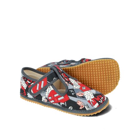 BEDA PAPUČE BF 060010/W Komiks – Široké | Dětské barefoot přezůvky