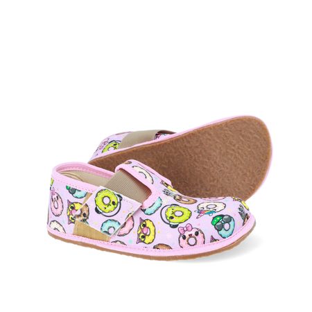 PEGRES PAPUČKY BF01 Textilní DONUT Růžová | Dětské barefoot přezůvky