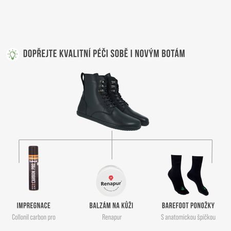 ANGLES ORPHEUS ZIP WINTER Black | Kotníčkové zateplené barefoot boty