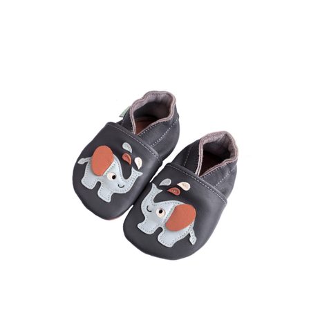 HOPI HOP KOŽENÉ CAPÁČKY Sloník Šedo-modré | Dětské barefoot capáčky