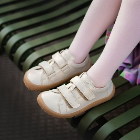 FRODDO TENISKY LEATHER D-VELCRO II Gold Shine | Dětské barefoot tenisky