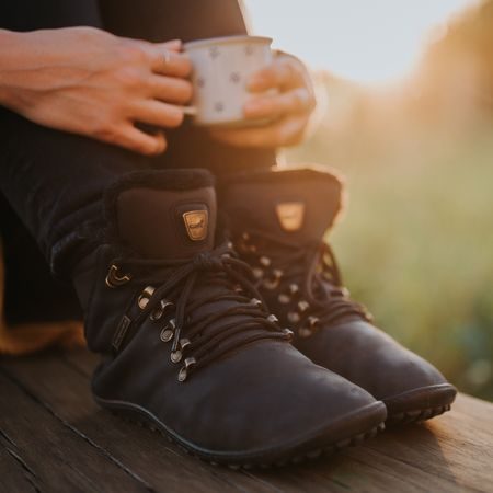 LEGUANO HUSKY Black | Kotníčkové zateplené barefoot boty