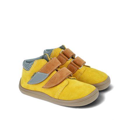 BEDA CELOROČNÍ VELUR MAURO Yellow - užší kotník | Dětské barefoot tenisky