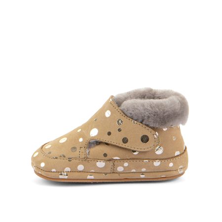 FRODDO ZIMNÍ CAPÁČKY FURRY WALKERS Gold+ | Dětské první zateplené barefoot botičky