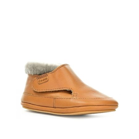 FRODDO ZIMNÍ CAPÁČKY FURRY WALKERS Cognac | Dětské první zateplené barefoot botičky
