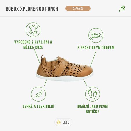 BOBUX XPLORER GO PUNCH Caramel | Dětské barefoot tenisky