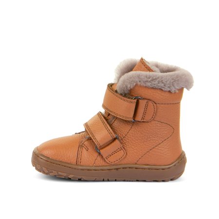 FRODDO KOTNÍKOVÉ ZIMNÍ FURRY BOOT Cognac | Dětské zimní zateplené barefoot boty