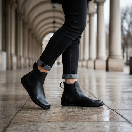 ANGLES NYX WINTER Black | Barefoot zateplené chelsea boty