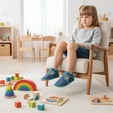 BEDA PAPUČE BF 060010/W/02 SLIM Denim Tyrkys | Dětské barefoot přezůvky