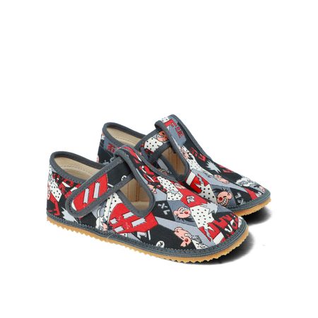 BEDA PAPUČE BF 060010/W Komiks – Široké | Dětské barefoot přezůvky