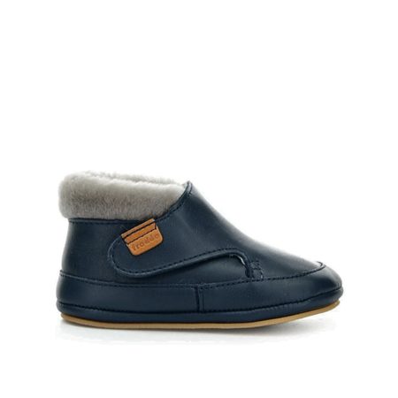 FRODDO ZIMNÍ CAPÁČKY FURRY WALKERS Dark Blue | Dětské první zateplené barefoot botičky