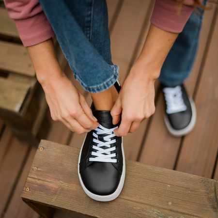 GROUNDIES UNIVERSE MEN Black/White | Men's barefoot sneakers