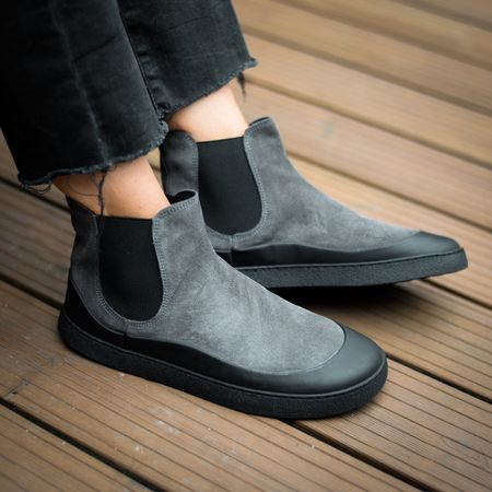 GROUNDIES SIENNA WOMEN Grey Black | Dámské barefoot chelsea boty